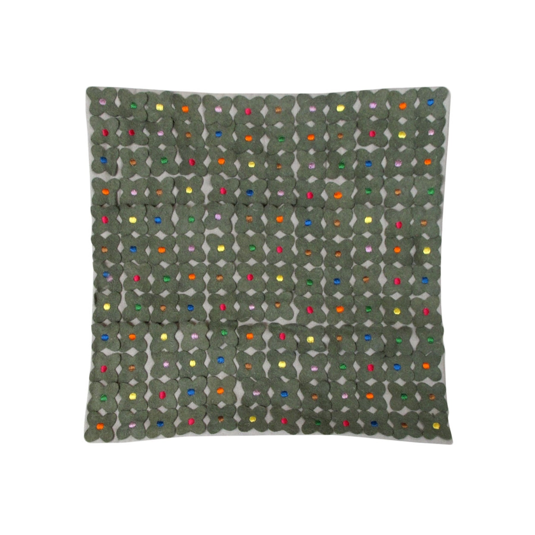 Lora Applique Embroidered Flowers Cushion Cover 40cm Square Grey