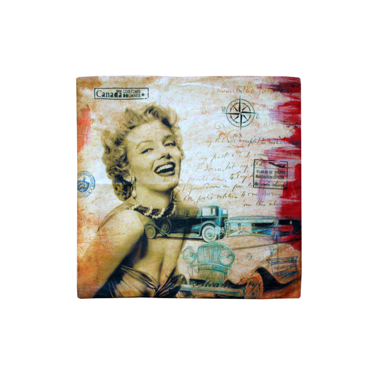 Marilyn Monroe Retro Cars Square Cushion Cover 43cm