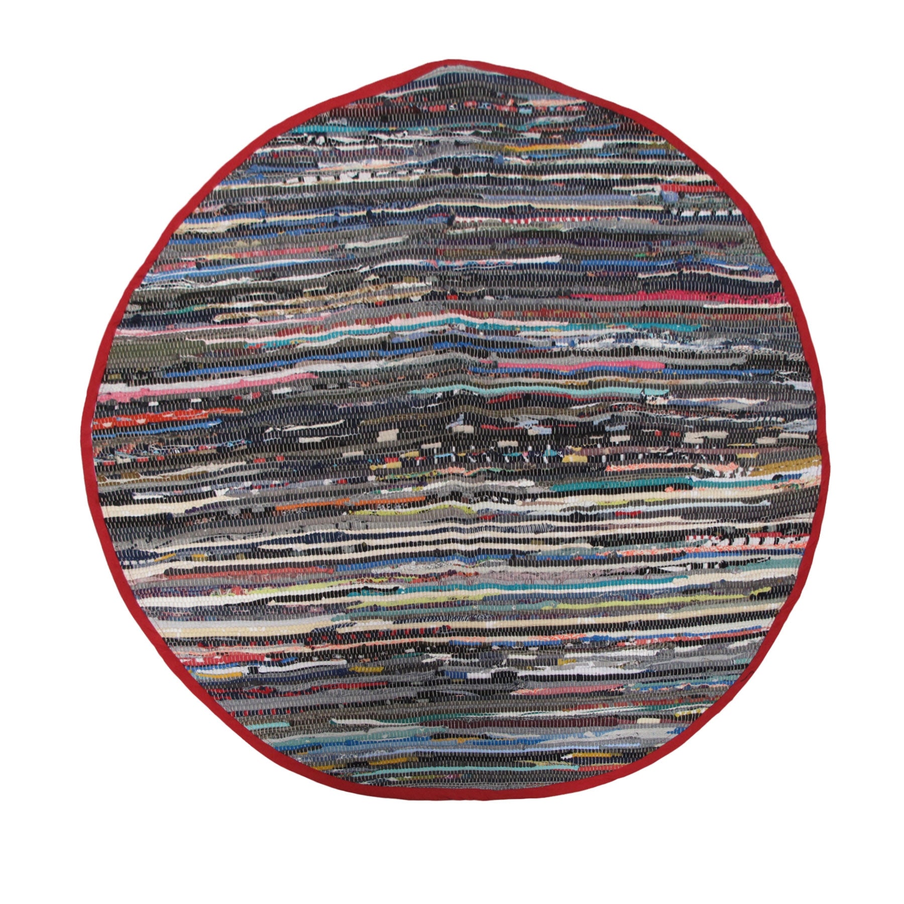 Cotton Chindi Reversible Round Mat Rug 120cm Red
