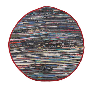 Cotton Chindi Reversible Round Mat Rug 120cm Red