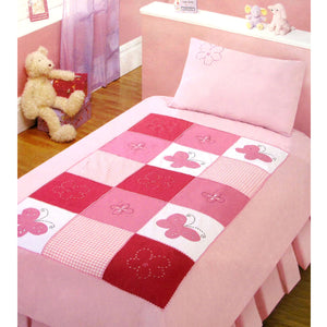 Bindi Butterfly Embroidered Quilt Doona Duvet Cover Set Pink Single