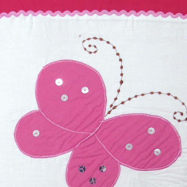 Bindi Butterfly Embroidered Quilt Doona Duvet Cover Set Pink Single