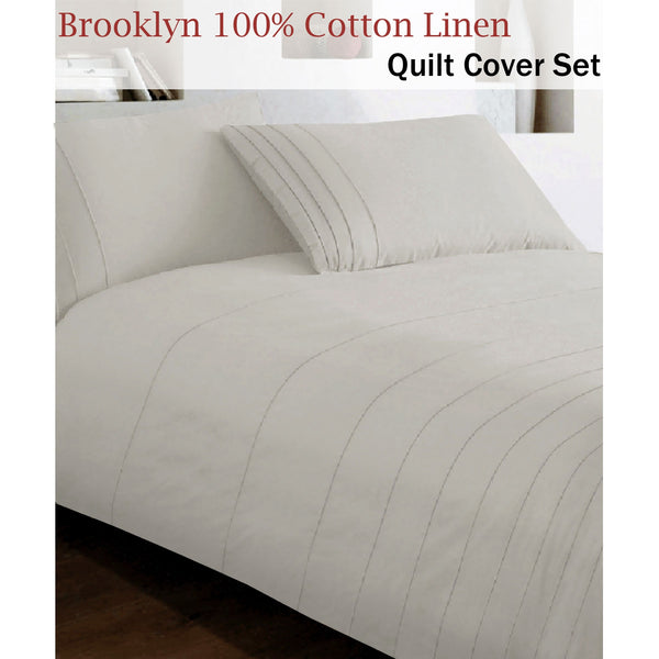 Brooklyn Pintuck 250TC Cotton Quilt Doona Duvet Cover Set Linen King