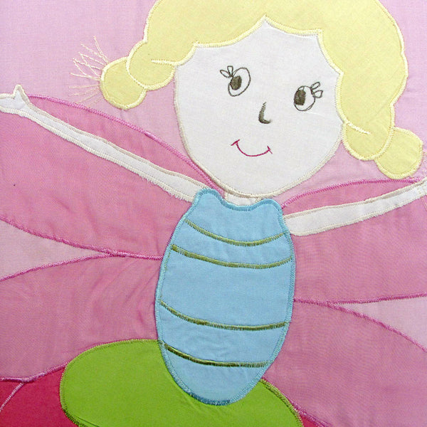 Fairies Embroidered Quilt Doona Duvet Cover Set Pink Single