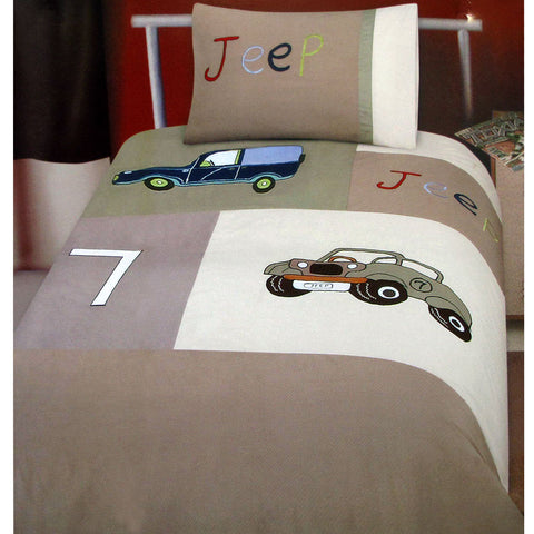 Jeep Classics Embroidered Quilt Doona Duvet Cover Set Single