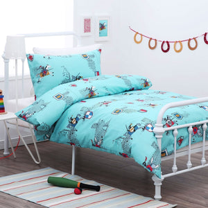 Knight On A Horse Polyester Cotton Quilt Doona Duvet Cover Set Blue Single