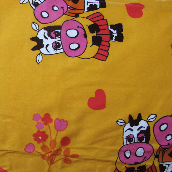 Lovely Cows Polyester Cotton Quilt Doona Duvet Cover Set Orange Single