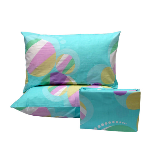Bubbles Cotton Quilt Doona Duvet Cover Set Aqua Queen