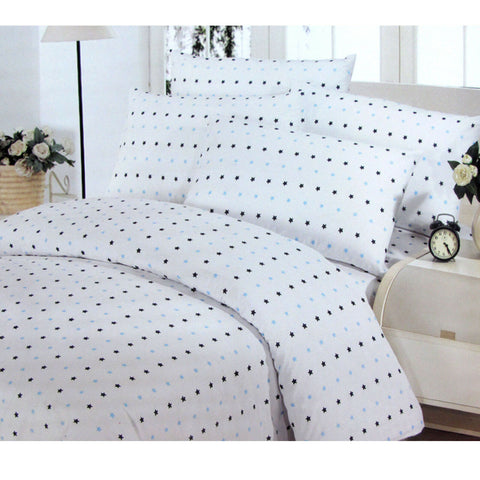 Stars Polyester Cotton Stars Quilt Doona Duvet Cover Set Blue Double