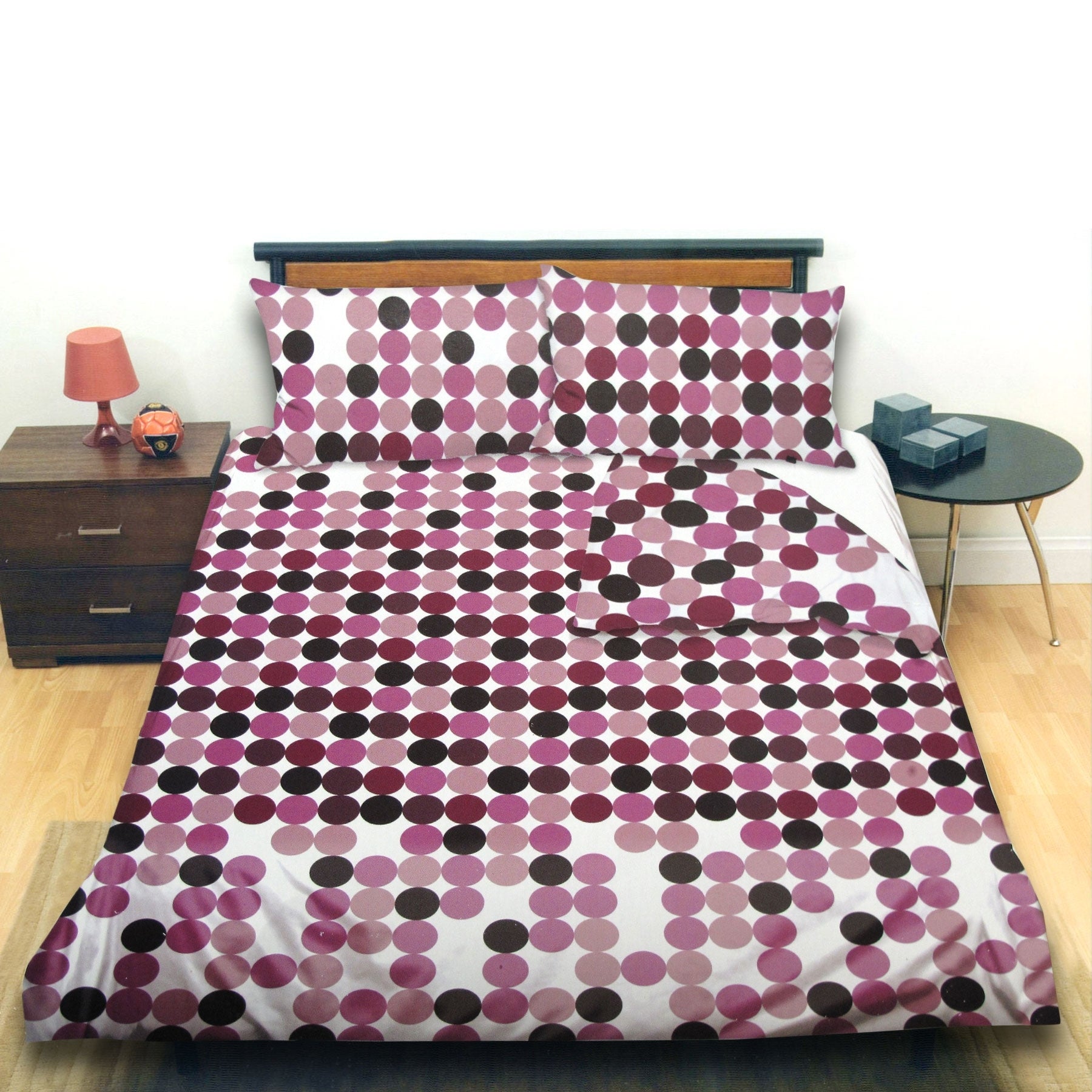 Origin Opus Dots Polyester Quilt Doona Duvet Cover Set Mauve Purple Queen
