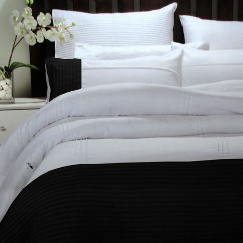 Pintuck Quilt Doona Duvet Cover Set Single Black White