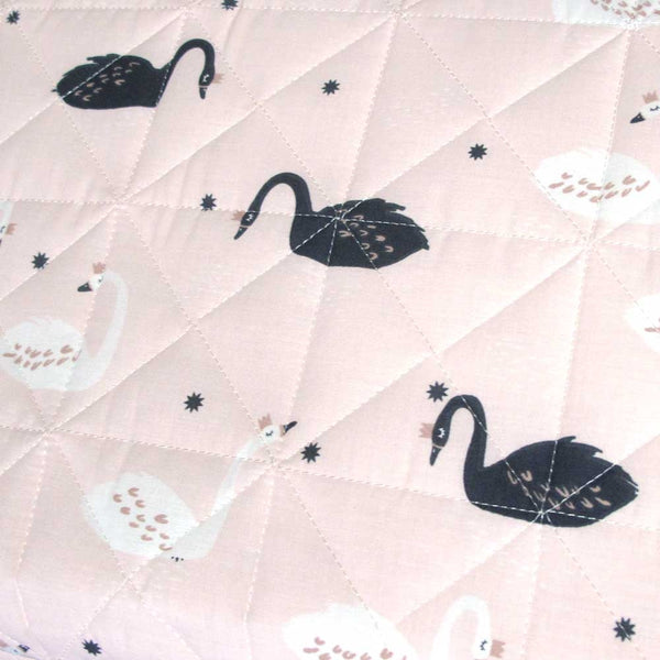 Swans Quilted Polyester Cotton Quilt Doona Duvet Cover Set Pink Single