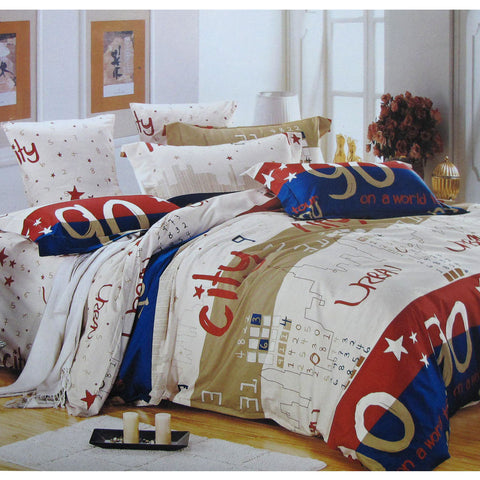 Urban City 310TC Cotton Printed Quilt Doona Duvet Cover Set Single