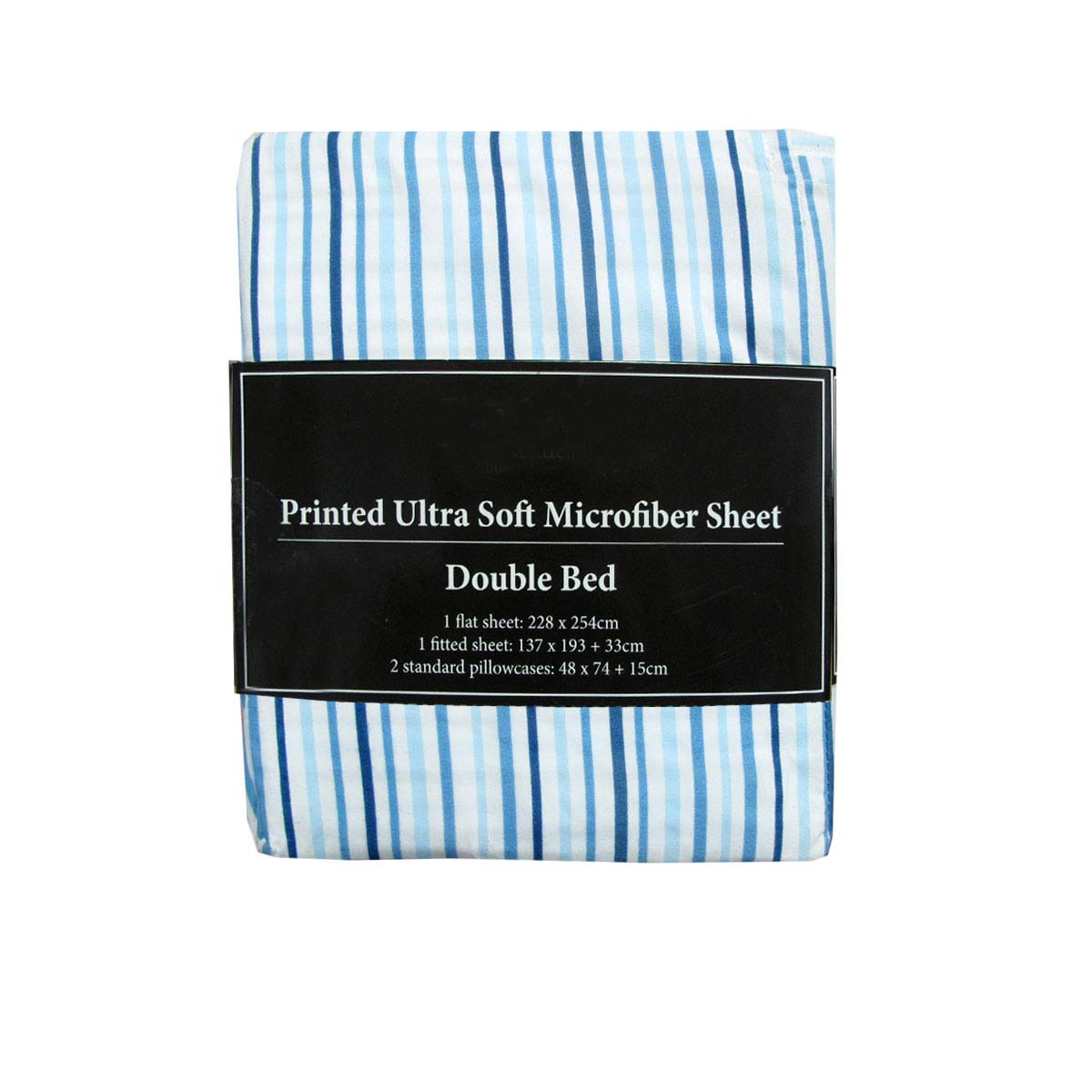 Assorted Brand Printed Microfibre Flat Fitted Sheet Set Blue Double