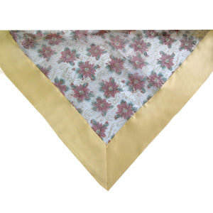 Gold Poinsettia Sheer Organza Glitter Tablecloth Rectangular 150 x 260cm