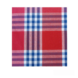 Tartan Checked Cotton Tablecloth Square Red Blue 180 x 180cm
