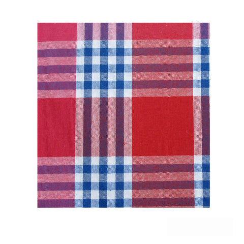 Tartan Checked Cotton Tablecloth Square Red Blue 180 x 180cm