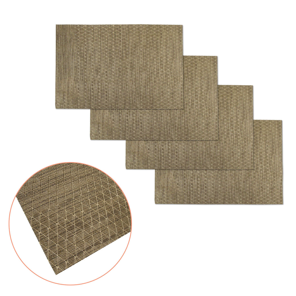 Choice Set of 4 PVC Table Placemats Diamonds 45 x 30cm Gold