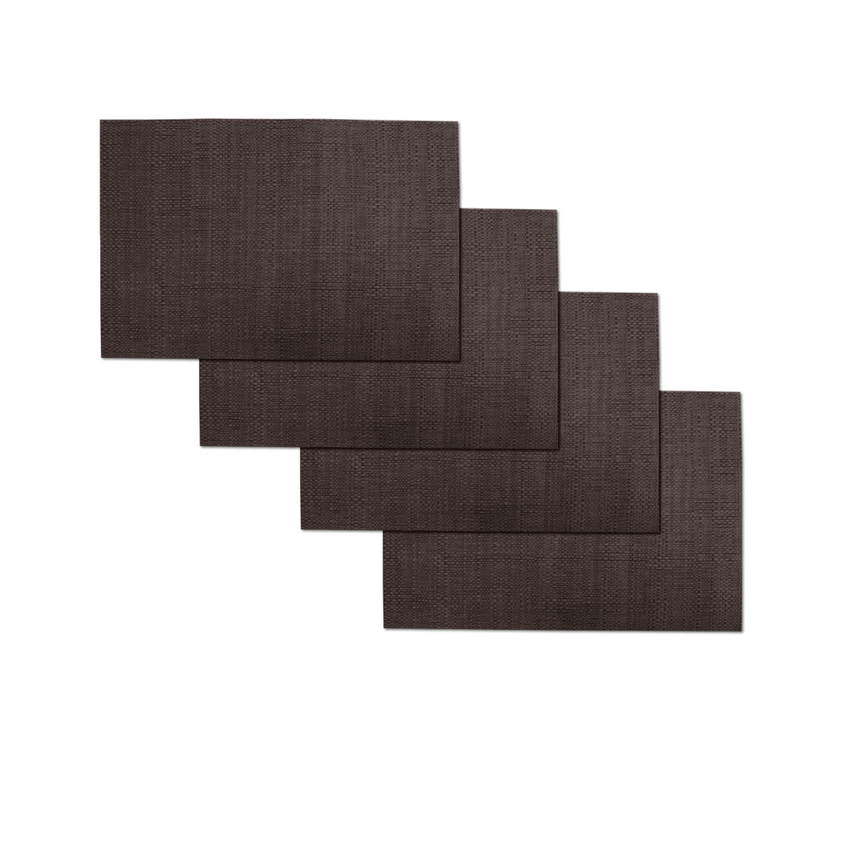 Set of 4 PVC Table Placemats Harold Textured Basketweave Brown 45 x 30cm