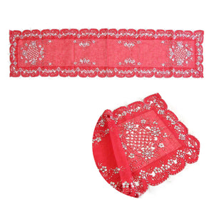 Aurora Beaded Table Runner Diamante Sequin 40 x 180cm Red