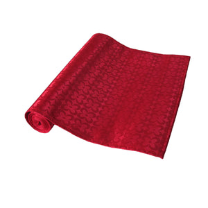 Floral Satin Jacquard Table Runner Cherry Red 30 x 160cm