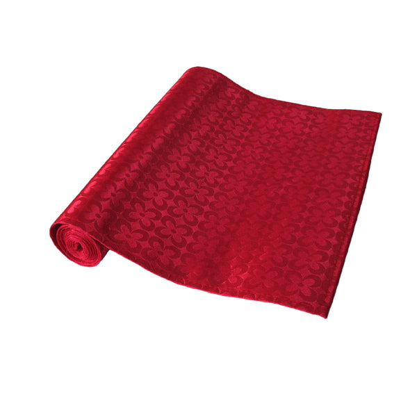 Floral Satin Jacquard Table Runner Cherry Red 30 x 160cm