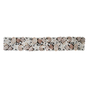 Embroidered Seashell Shell Table Runner 33 x 170cm Naural Brown