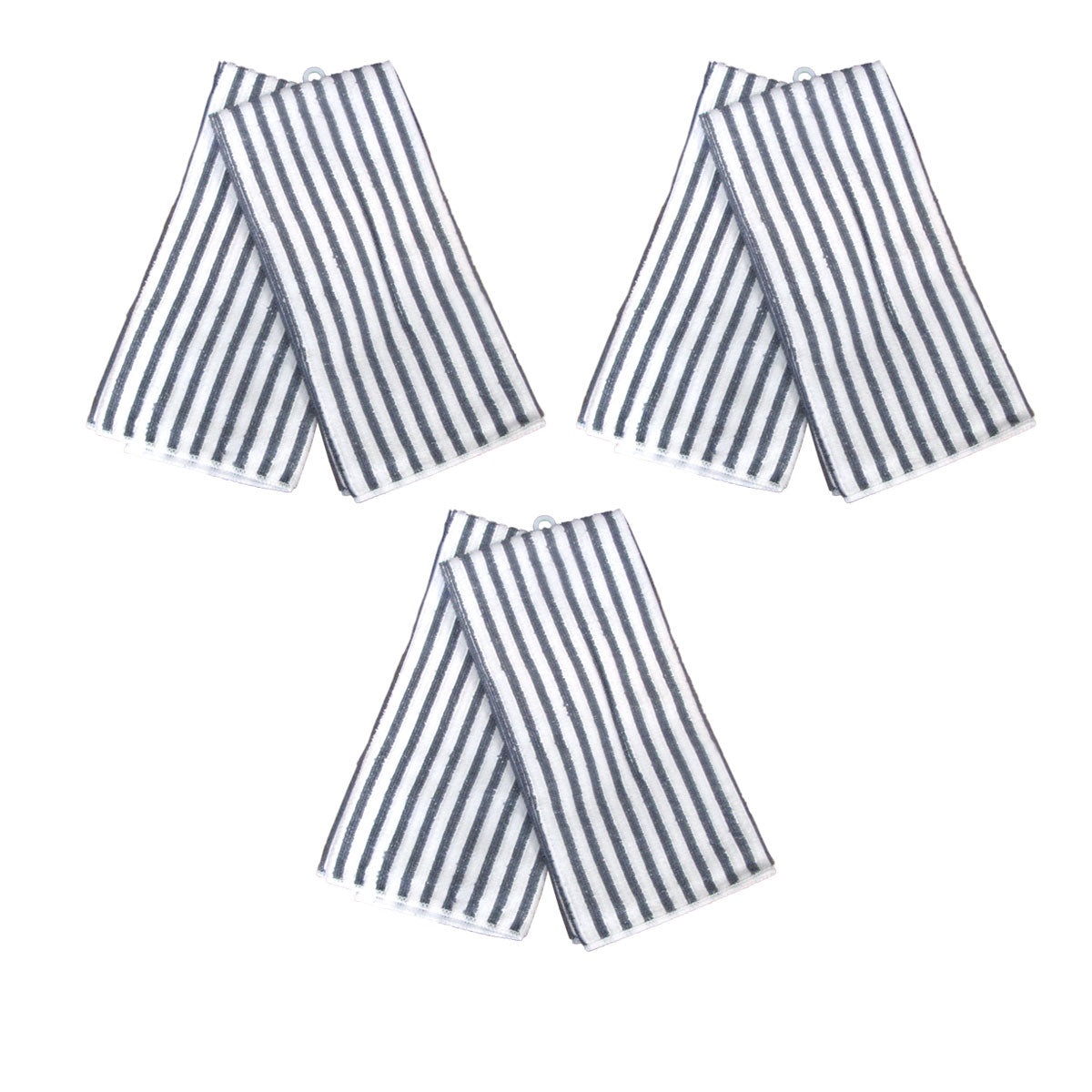 Set of 6 Microfibre Striped Tea Towels 40 x 60cm Charcoal Grey