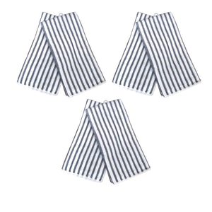 Set of 6 Microfibre Striped Tea Towels 40 x 60cm Charcoal Grey