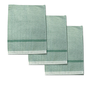 Set of 3 Jumbo Cotton Checked Tea Towels 60 x 90cm Green