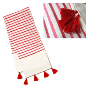 Avon Tassel Throw Blanket Rug 125 x 150cm Red Pink