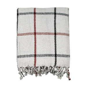 Creative Collections Plaid Check Cotton Fringe Blanket Throw 127 x 154cm