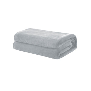 Soft Coral Fleece 250gsm Throw Rug Blanket Silver Grey 160 x 220cm