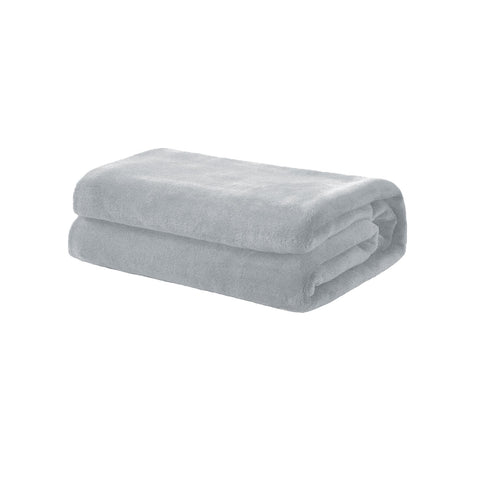 Soft Coral Fleece 250gsm Throw Rug Blanket Silver Grey 160 x 220cm