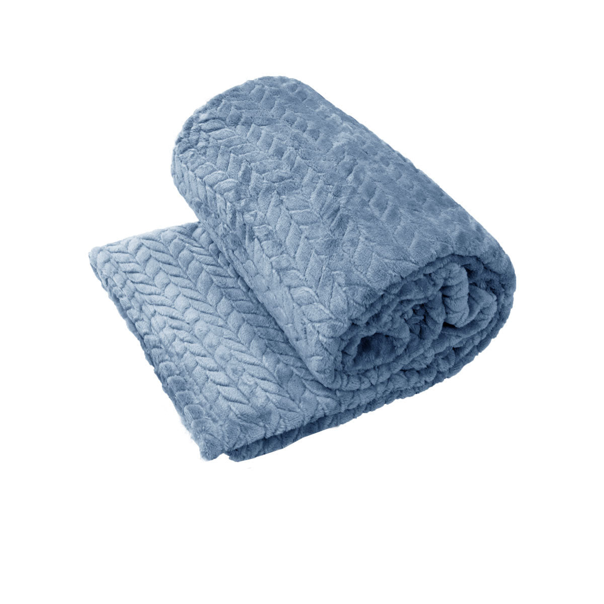 Herringbone Coral Fleece Blanket Throw Rug 330gsm 150 x 200 cm Blue