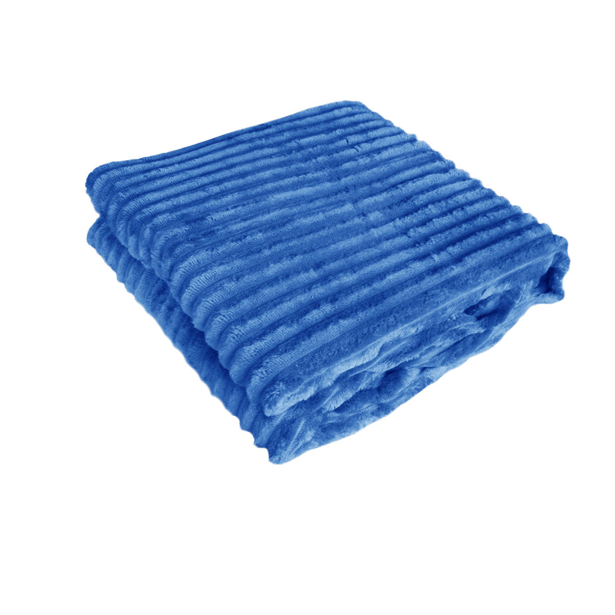 Corduroy Striped 240gsm Blanket Throw Rug Blue 120 x 150cm