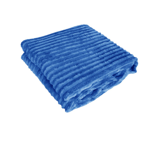 Corduroy Striped 240gsm Blanket Throw Rug Blue 120 x 150cm