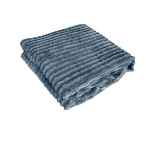 Corduroy Striped 240gsm Blanket Throw Rug Charcoal Grey 120 x 150cm