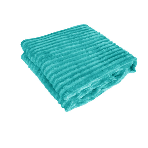 Corduroy Striped 240gsm Blanket Throw Rug Emerald Green 120 x 150cm