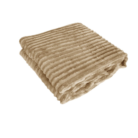 Corduroy Striped 240gsm Blanket Throw Rug Latte 120 x 150cm
