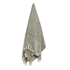 Home 2 Home Knitted Cotton Fringe Blanket Throw Rug Chevron Charcoal 127 x 152cm