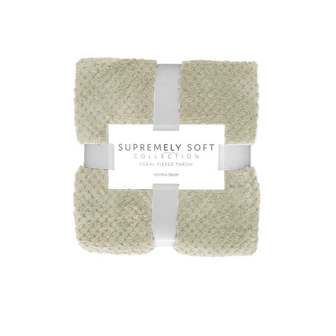 Soft Diamond Fleece 275gsm Throw Rug Blanket Natural 127 x 152cm