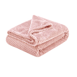 Soft Diamond Fleece 275gsm Throw Rug Blanket Pink 150 x 200cm