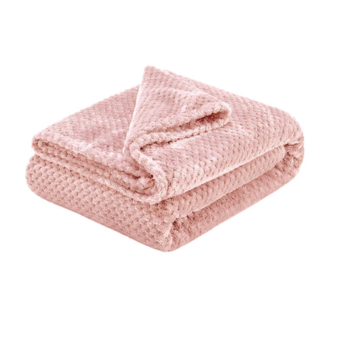 Soft Diamond Fleece 275gsm Throw Rug Blanket Pink 150 x 200cm