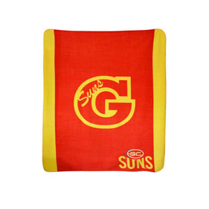 AFL Licensed Gold Coast Suns Polar Fleece Throw Blanket 155 x 127cm