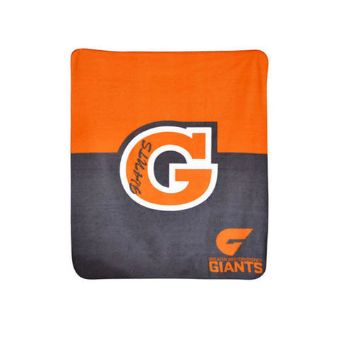 AFL Licensed GWS Giants Printed Polar Fleece Throw Blanket 155 x 127cm