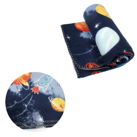 Polar Fleece Blanket Throw Rug Navy 120 x 150cm Planets Space