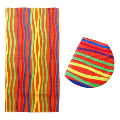 Bright Stripes Cotton Velour Printed Beach Towel 300gsm 70 x 140cm