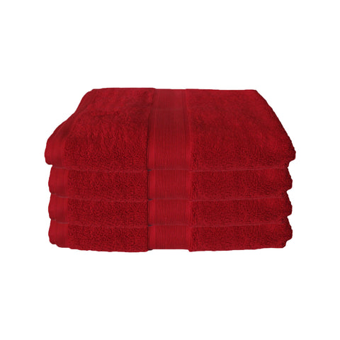 Set of 4 Cotton Bath Towels 650gsm 78 x 136cm Red