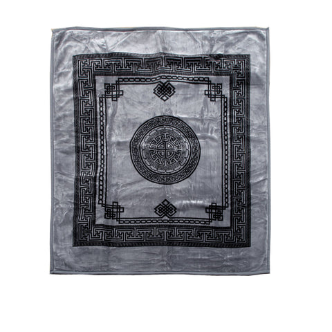 Olympia Greek Key 2 Ply Mink Blanket Throw Rug 1000gsm Queen Grey
